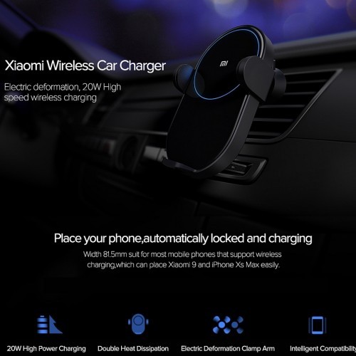 Mi 20W Wireless Car Charger / Mi þráðlaust hleðslutæki í bíl
