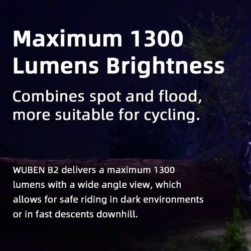 WUBEN B2 USB Rechargeable Bike Light 1300 Lumens